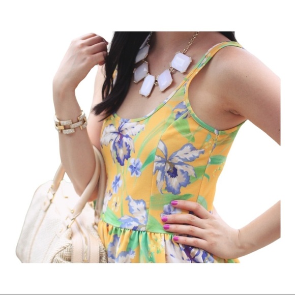 Zara Yellow Tropical Floral Mini Tank Dress Medium - Picture 7 of 7